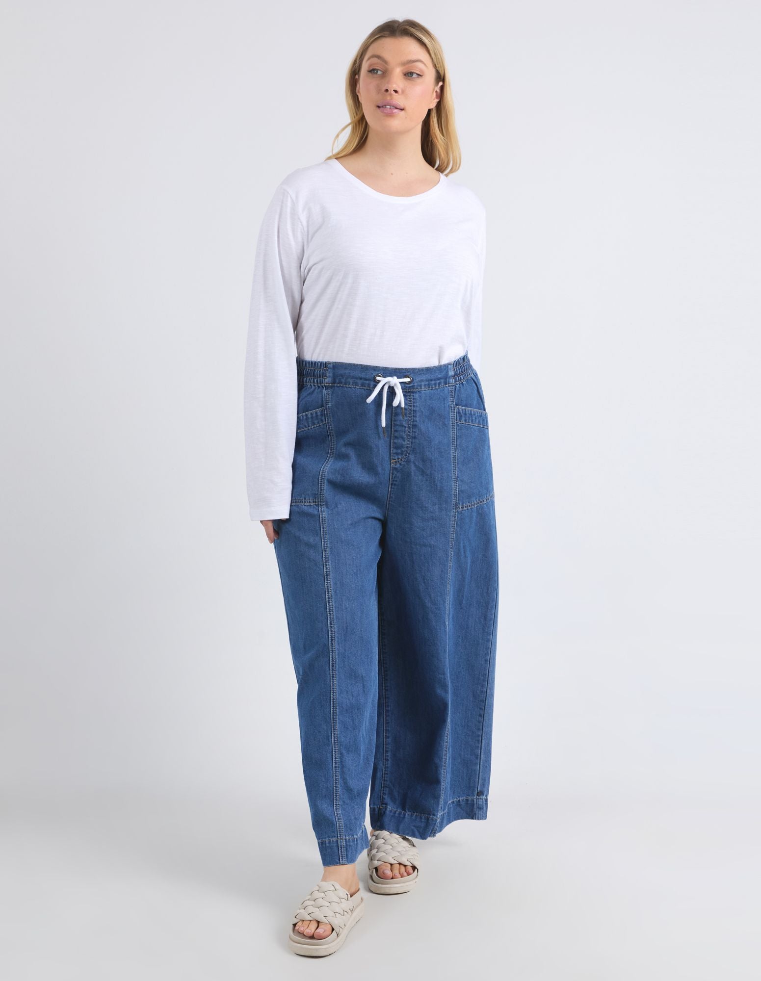 Elm Alora Wide Leg Jean [COLOUR:Blue SIZE:8]