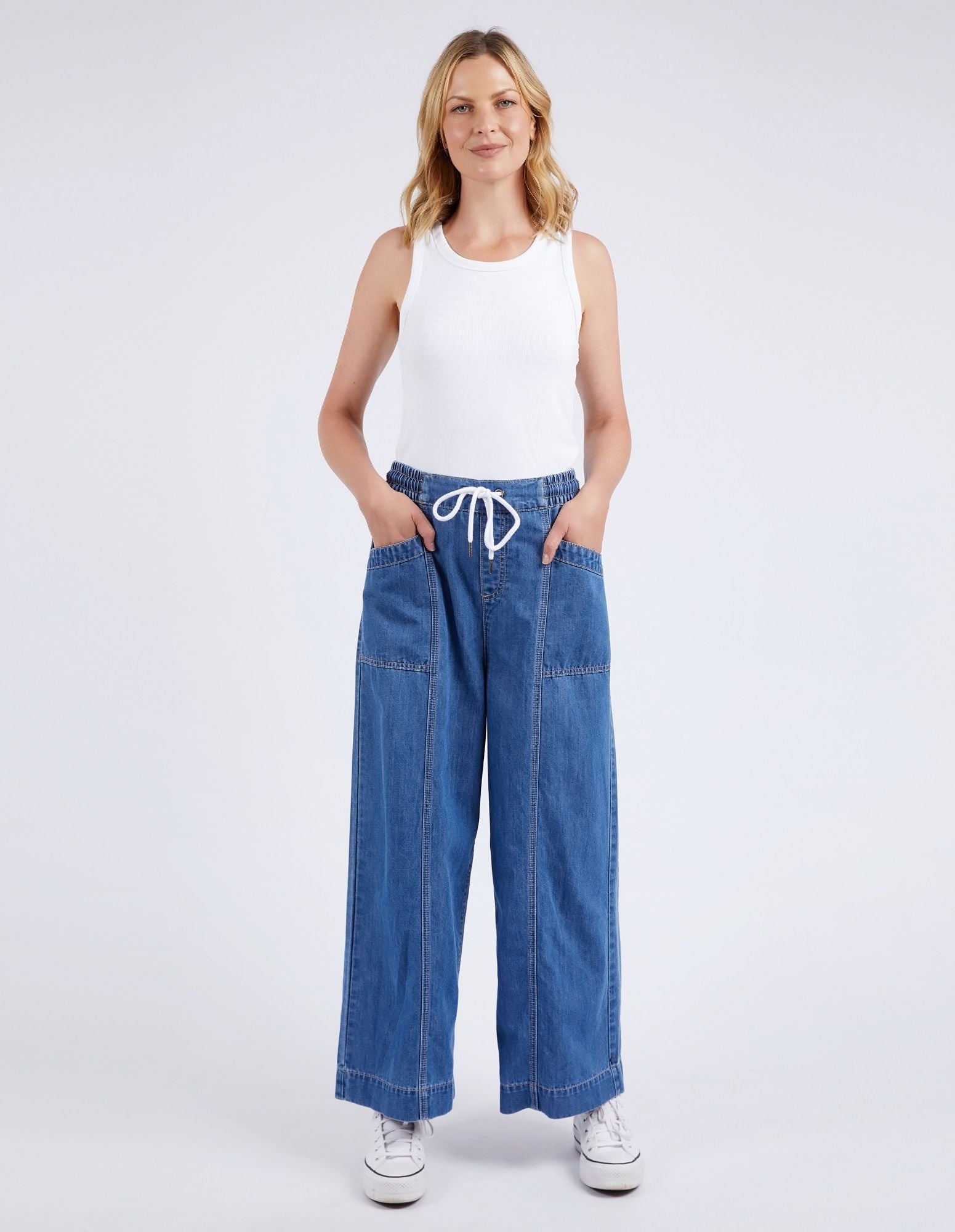 Elm Alora Wide Leg Jean [COLOUR:Blue SIZE:8]