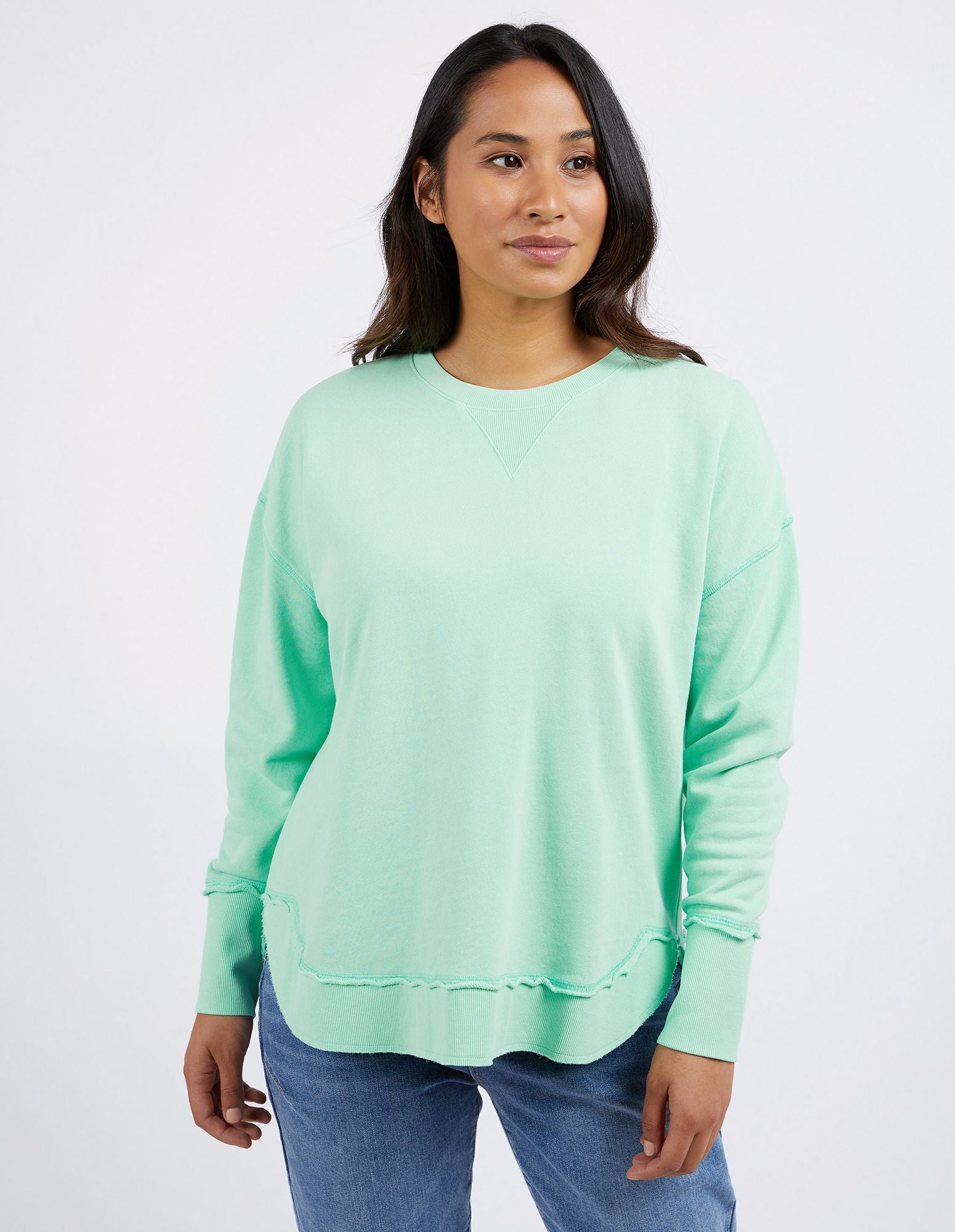 Foxwood Delilah Crew – Green | Women's Sweatshirts | Little Extras Lifestyle | Forbes Women's Clothing Boutique