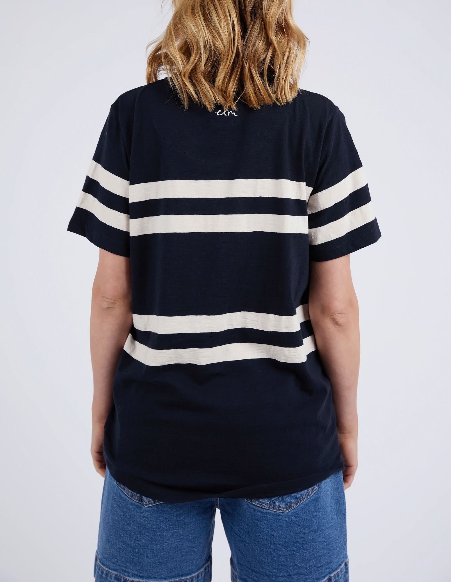 Elm Allegra S/S Tee [COLOUR:Navy & White Stripe SIZE:10]