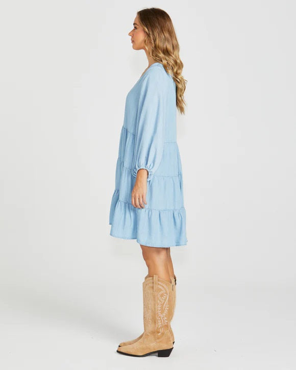 Sass Davie Tiered Dress [COLOUR:Chambray SIZE:8]