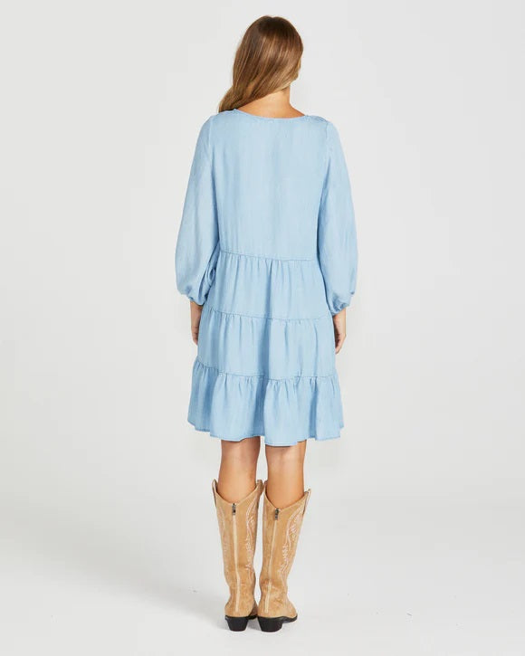 Sass Davie Tiered Dress [COLOUR:Chambray SIZE:8]