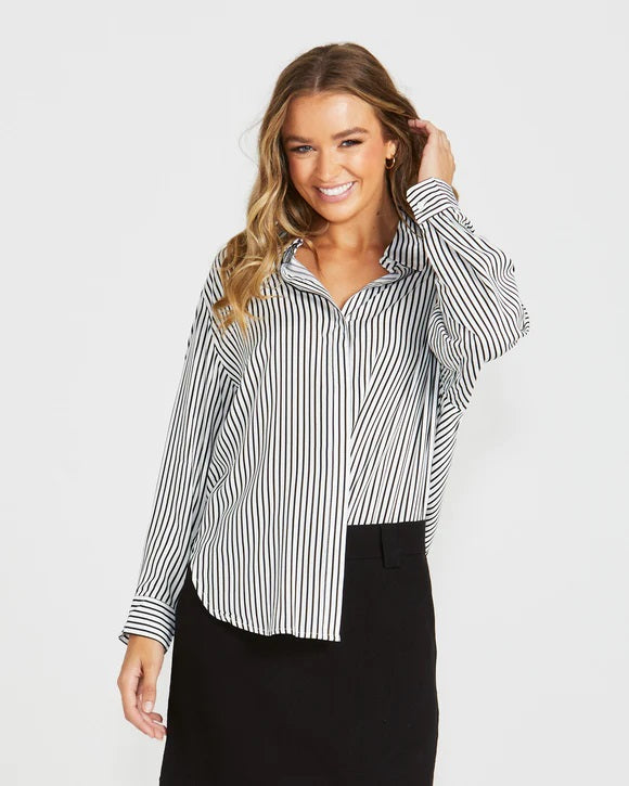 Sass Theo Oversized Shirt [COLOUR:Stripe  SIZE:8]