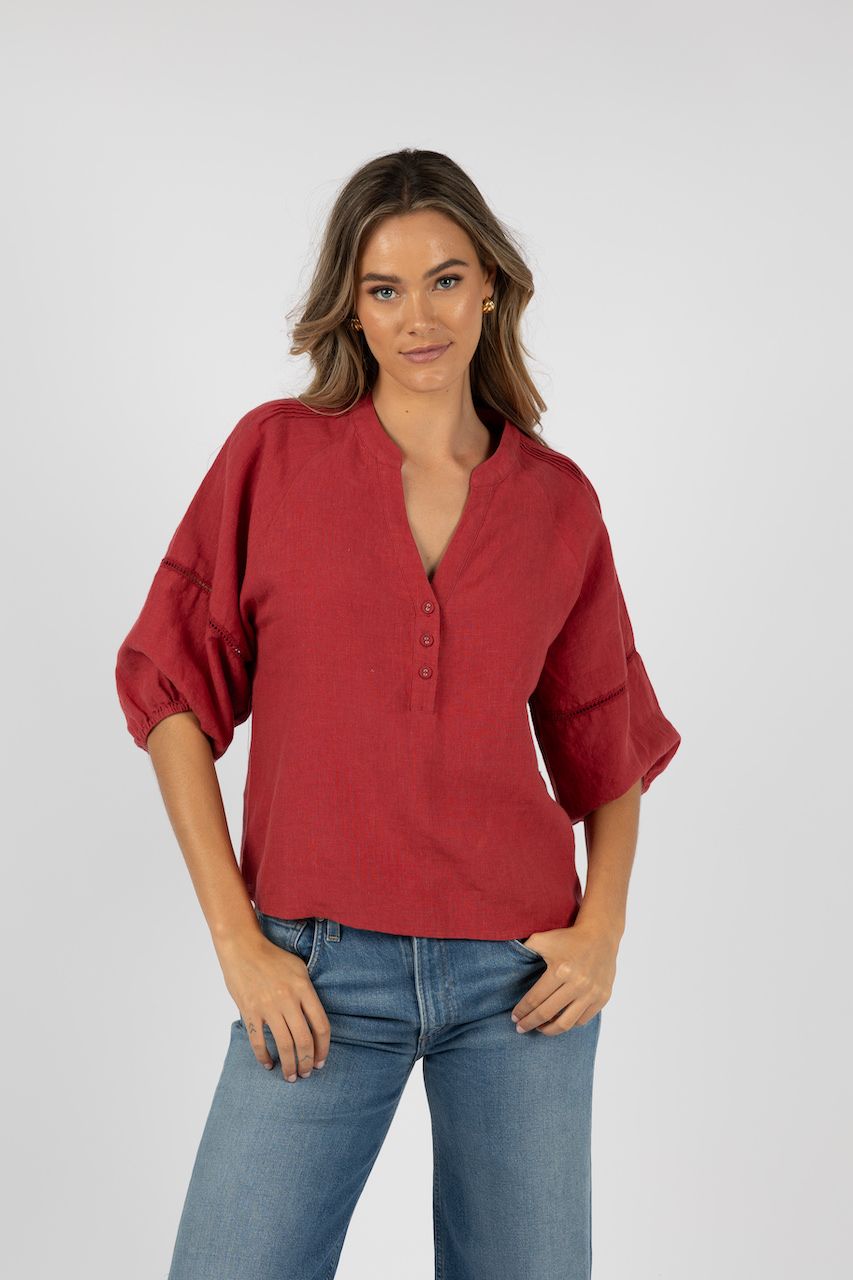 Humidity Ambrosia Blouse [COLOUR:Brick SIZE:S]