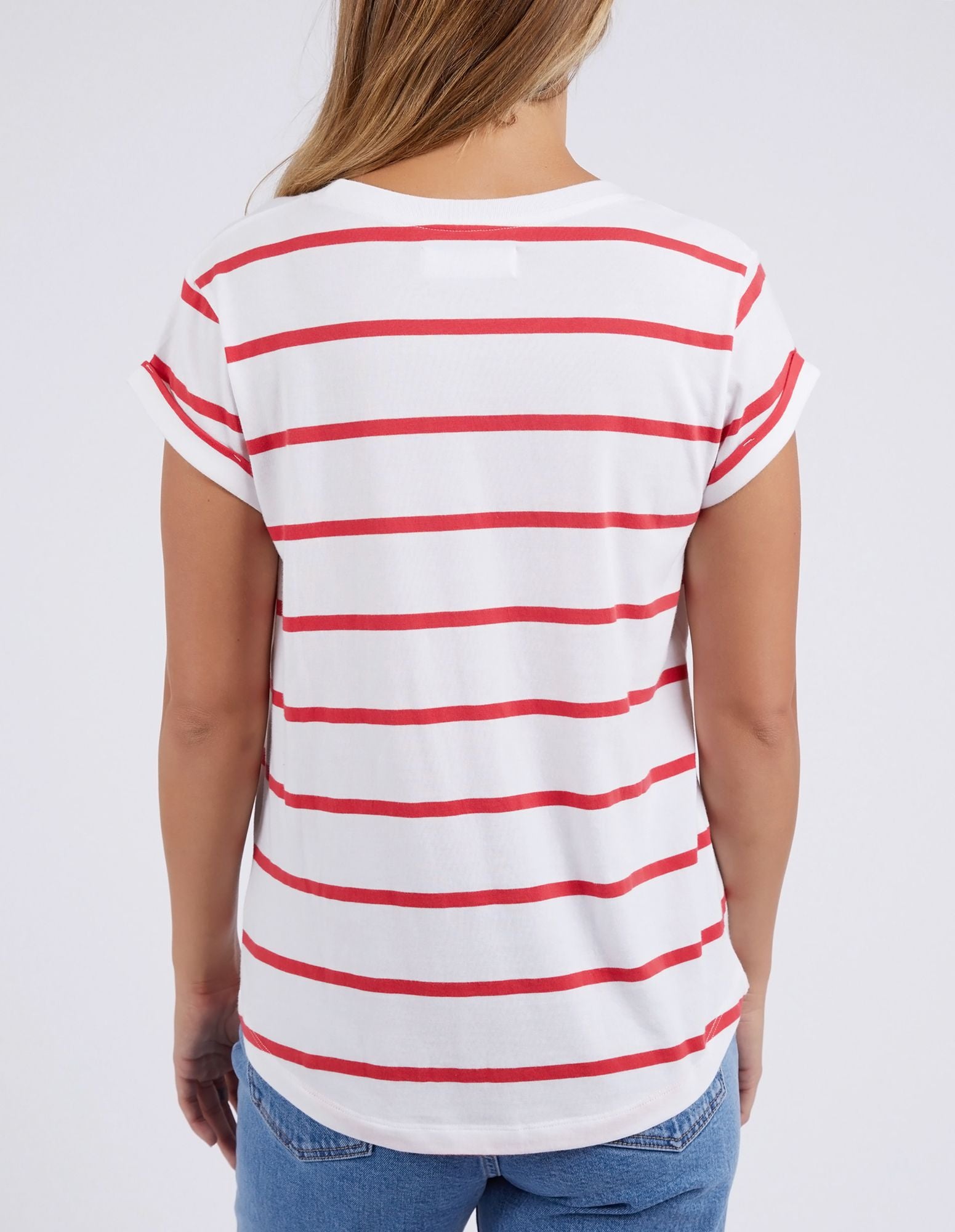 Foxwood Manly Stripe Tee [COLOUR:White/Cayenne Stripe SIZE:8]