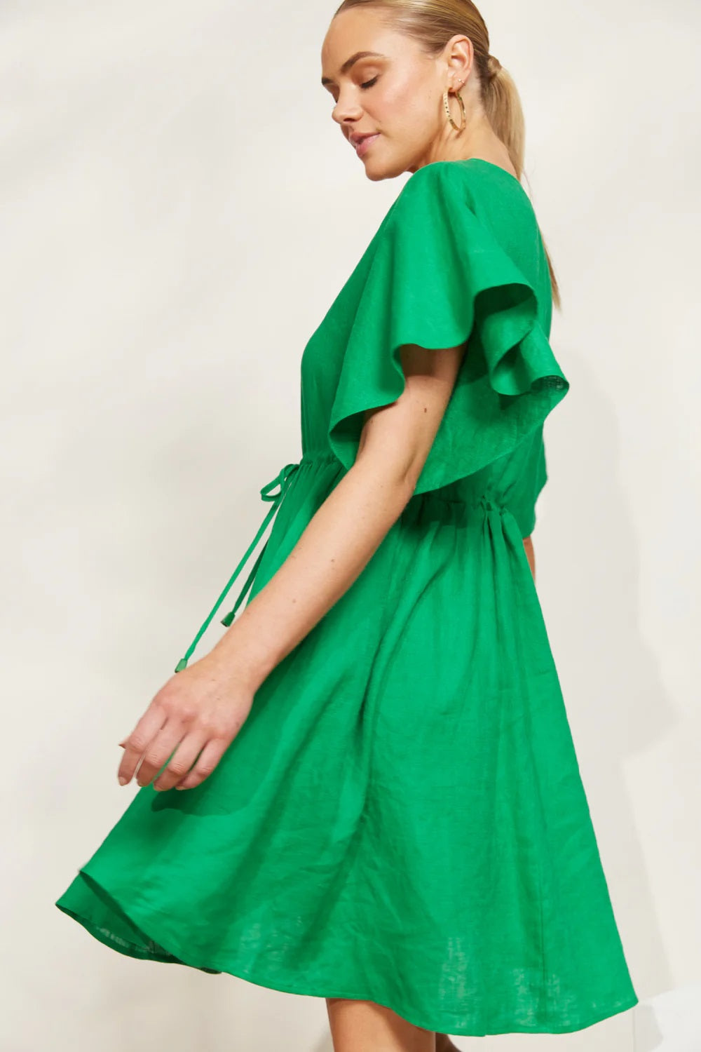 Eb & Ive Halcyon Tie Dress [COLOUR:Emerald SIZE:XS]