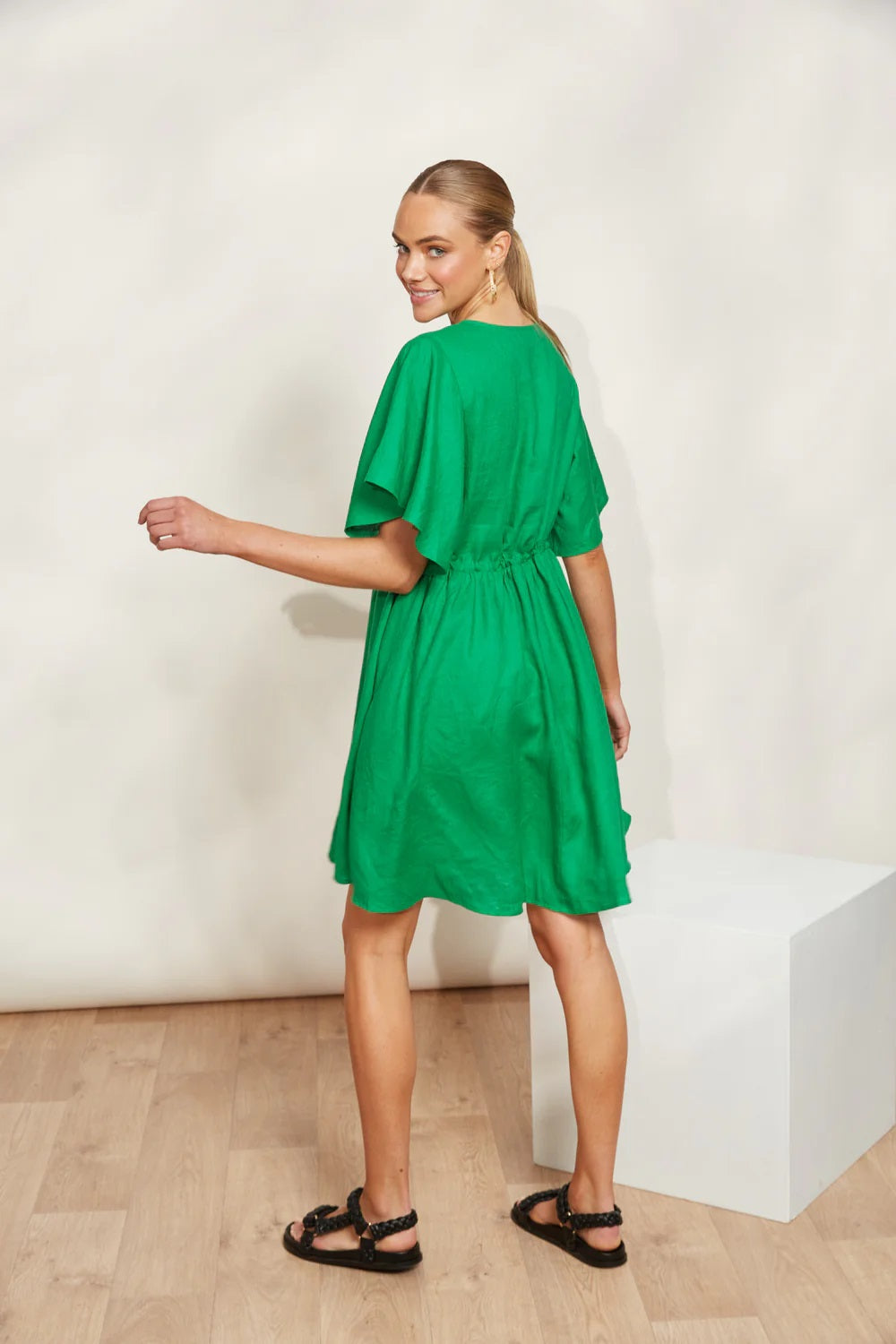 Eb & Ive Halcyon Tie Dress [COLOUR:Emerald SIZE:XS]