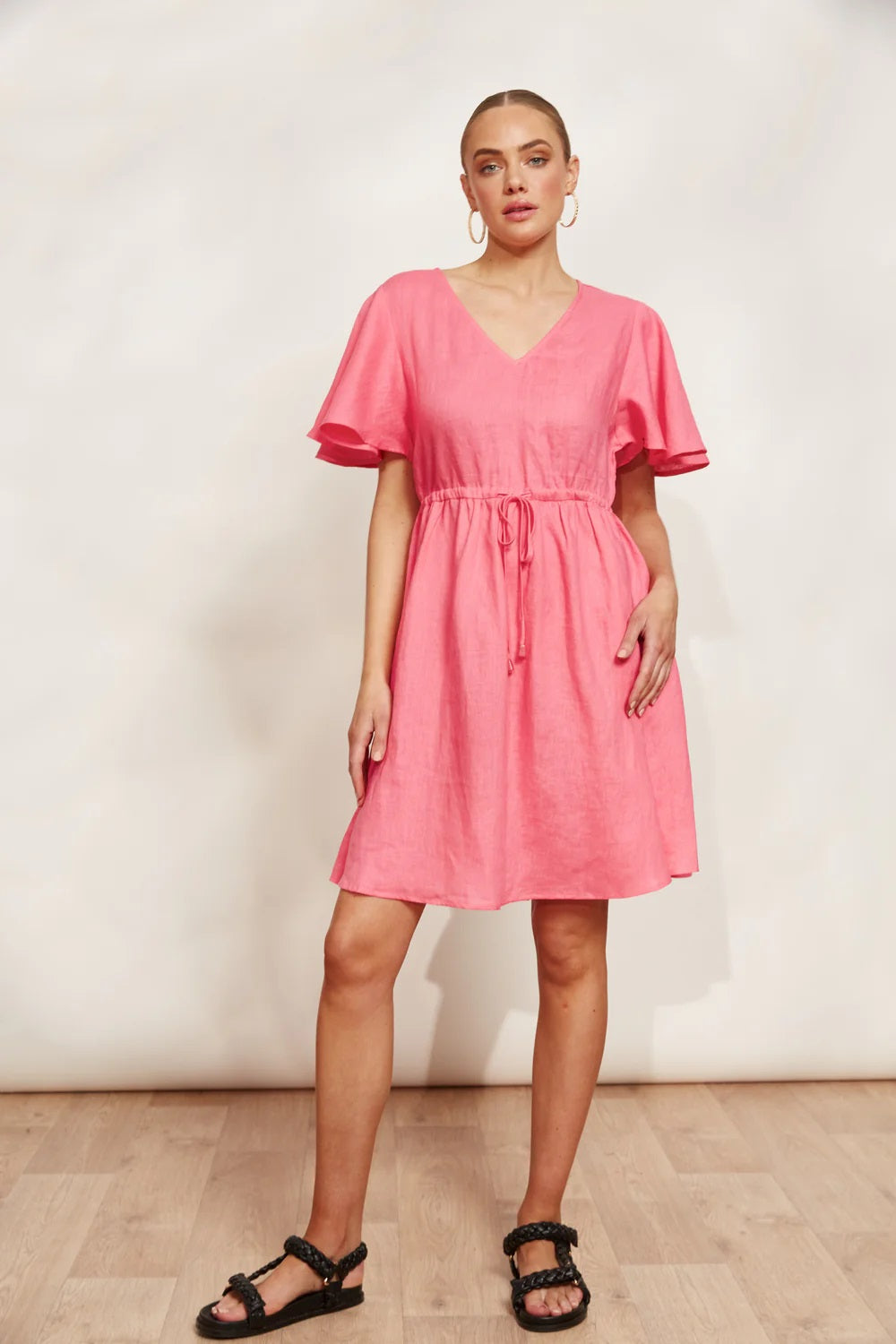 Eb & Ive Halcyon Tie Dress [COLOUR:Musk SIZE:XS]