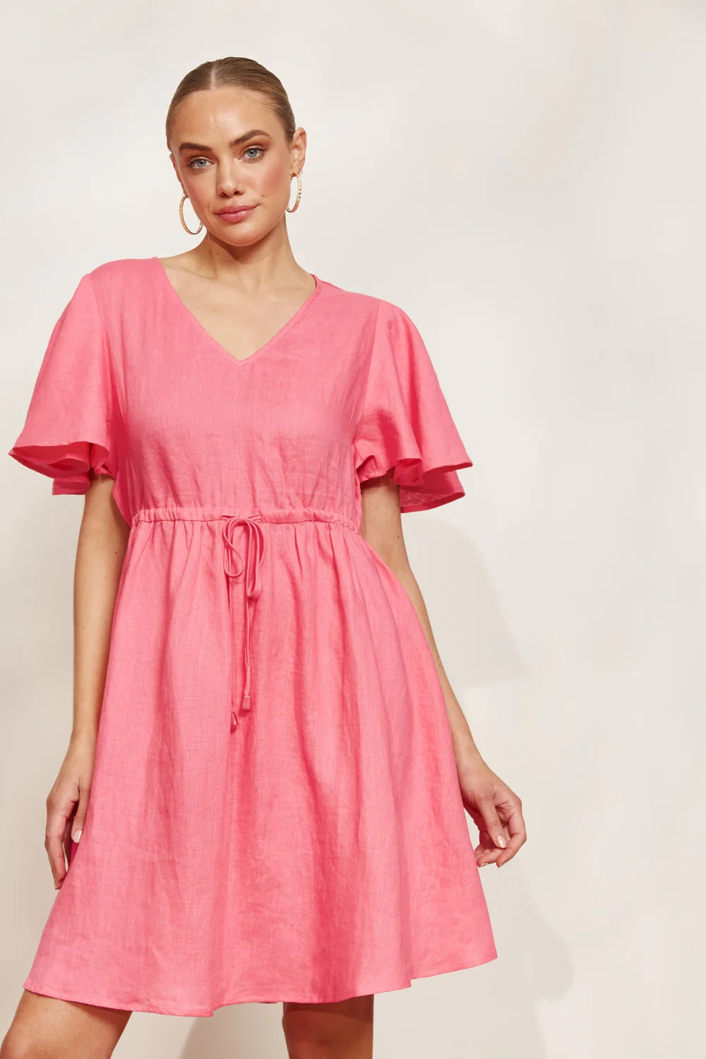 Eb & Ive Halcyon Tie Dress [COLOUR:Musk SIZE:XS]