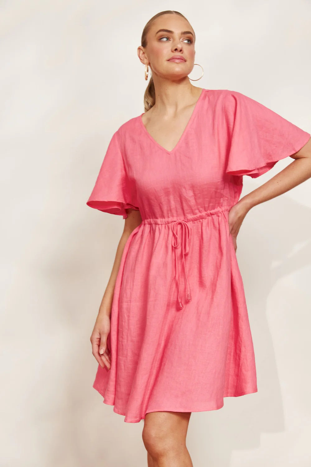 Eb & Ive Halcyon Tie Dress [COLOUR:Musk SIZE:XS]