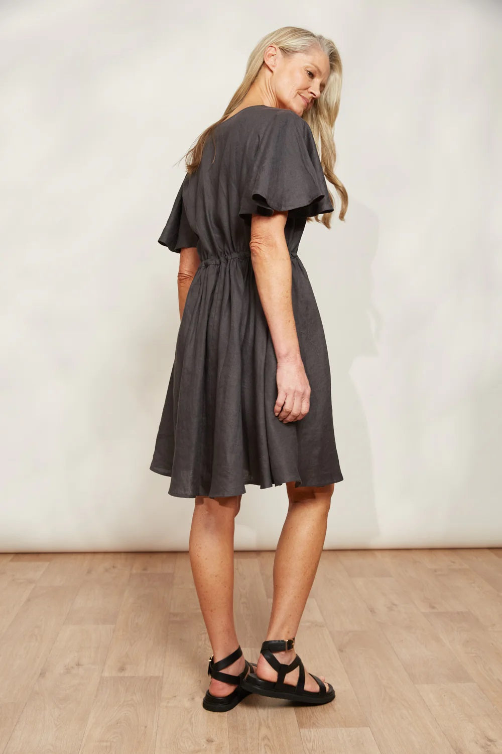 Eb & Ive Halcyon Tie Dress [COLOUR:Oyster SIZE:XS]