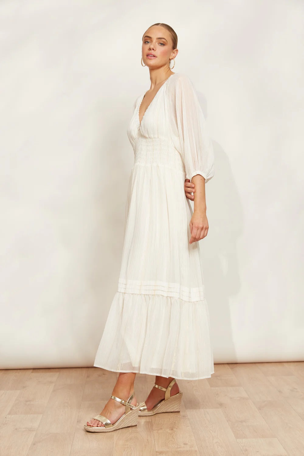 Eb & Ive Sereno Maxi Dress [COLOUR:Pearl SIZE:XS]