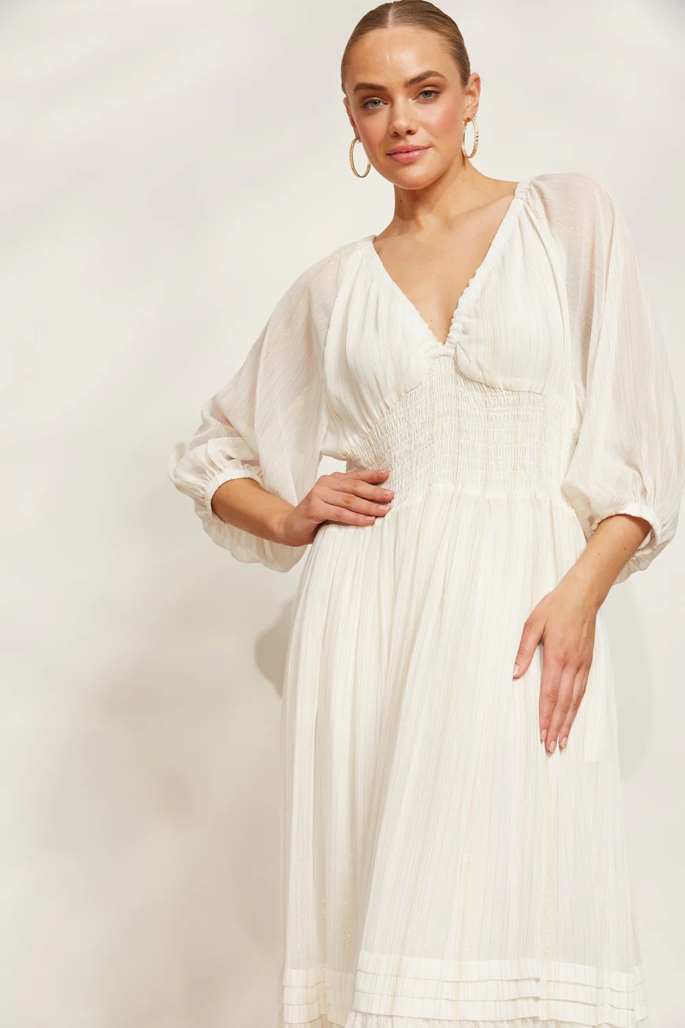 Eb & Ive Sereno Maxi Dress [COLOUR:Pearl SIZE:XS]