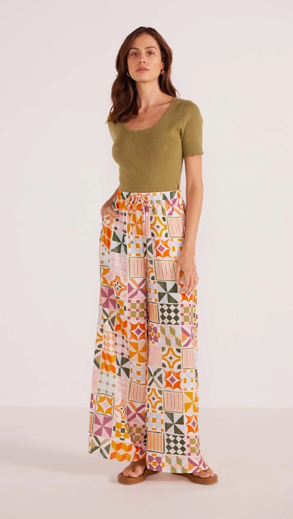 MinkPink Louisa Wide Leg Pant [COLOUR:Mosaic SIZE:XS]