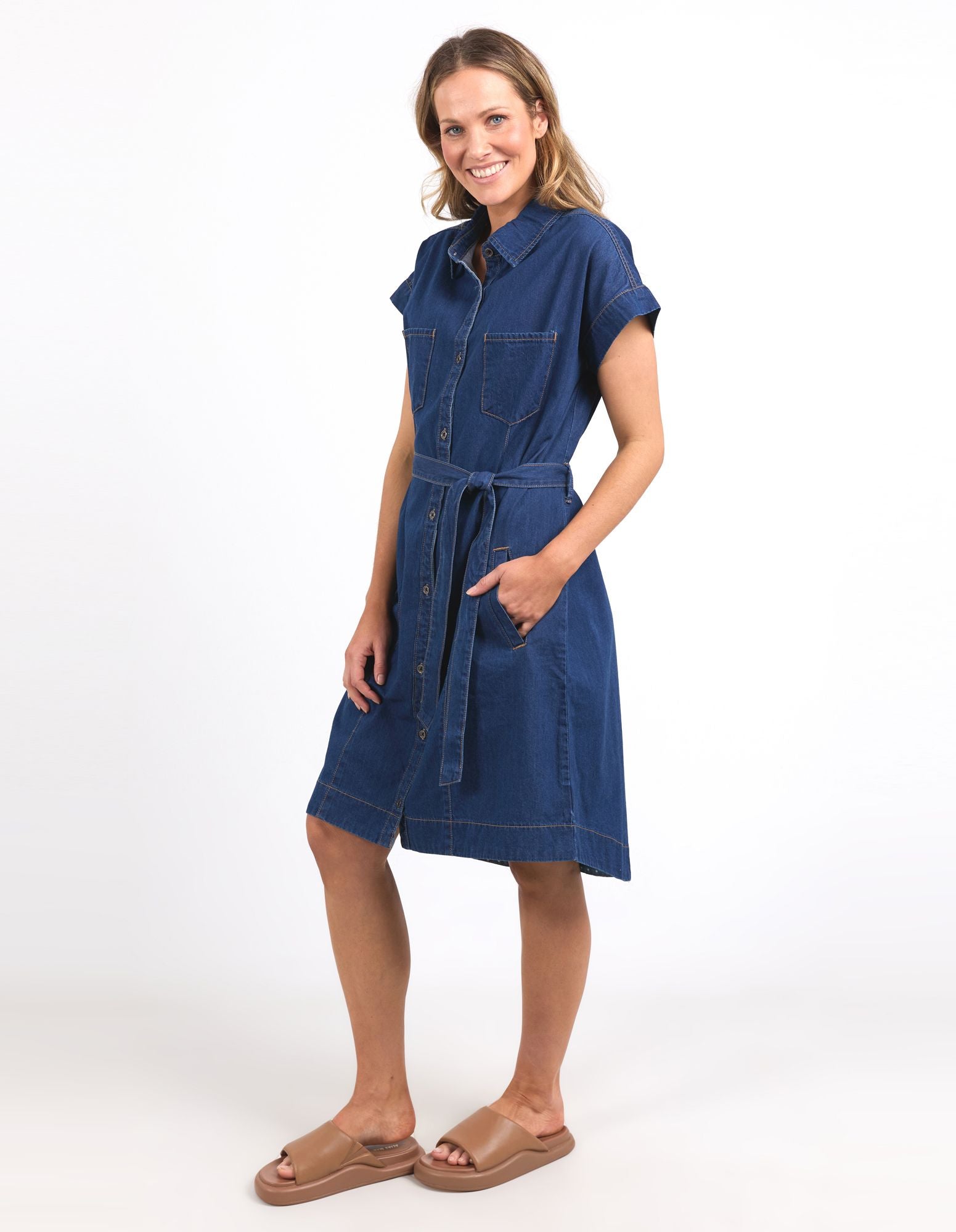 Elm Everleigh Denim Dress [COLOUR:Dark Blue  SIZE:8]