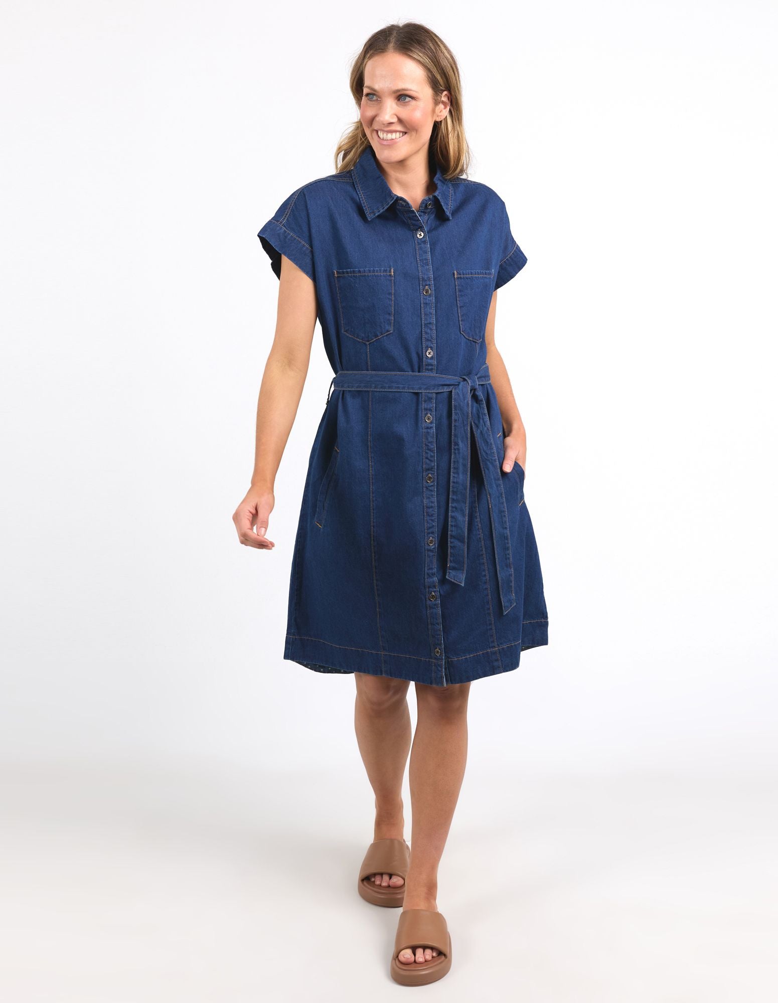 Elm Everleigh Denim Dress [COLOUR:Dark Blue  SIZE:8]