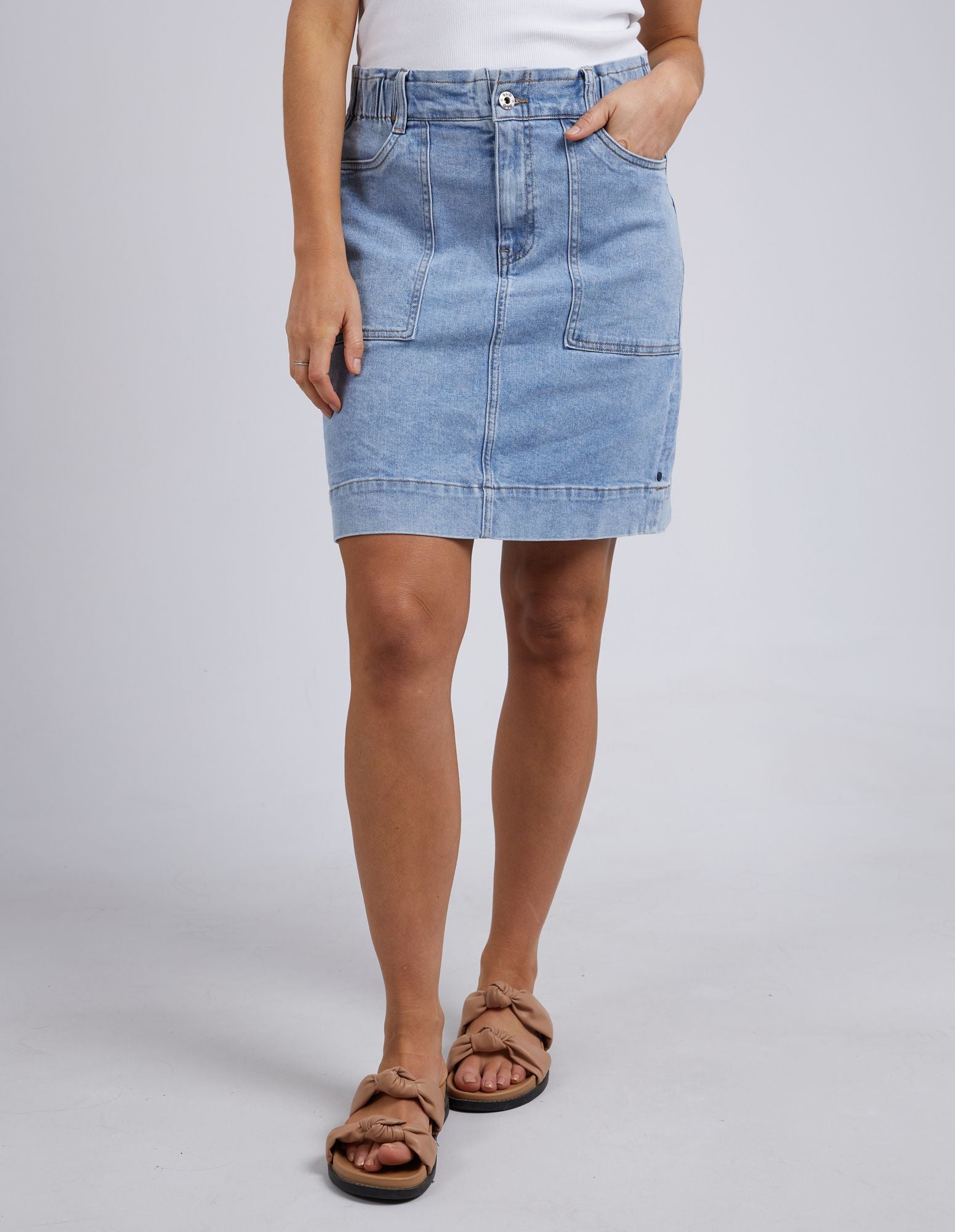 Elm Atlas Denim Skirt [COLOUR:Blue SIZE:10]