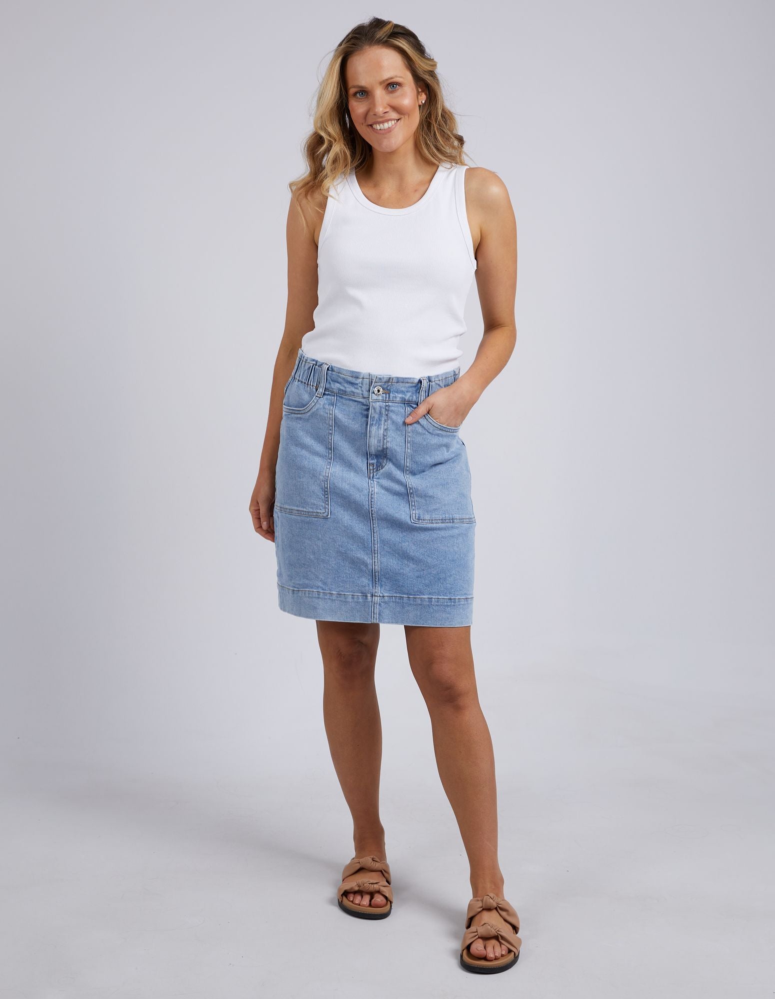 Elm Atlas Denim Skirt [COLOUR:Blue SIZE:10]