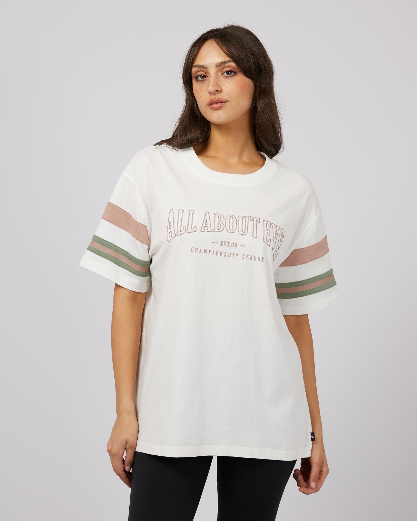 All About Eve Boston Panel Tee [COLOUR:Vintage white  SIZE:6]