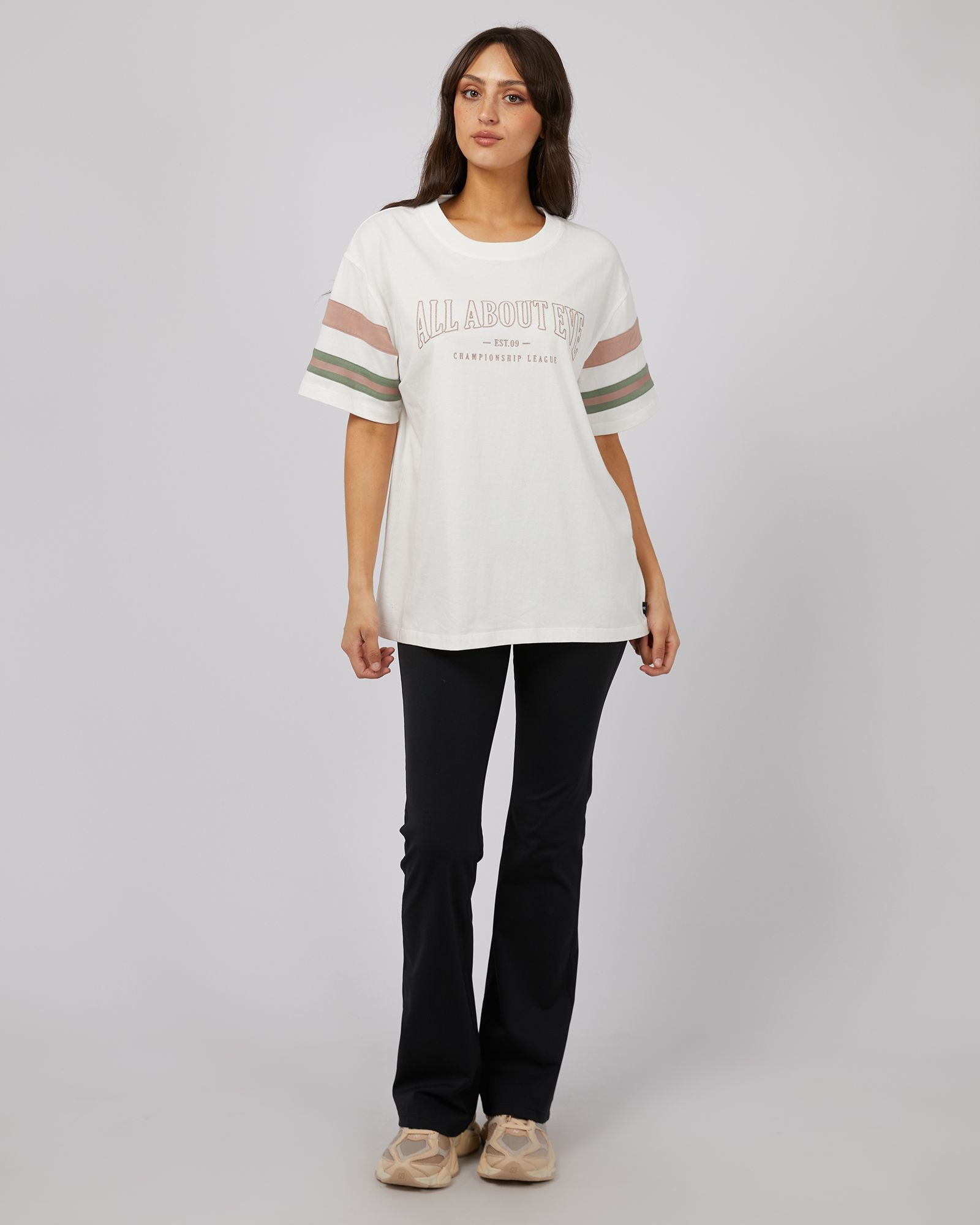 All About Eve Boston Panel Tee [COLOUR:Vintage white  SIZE:6]