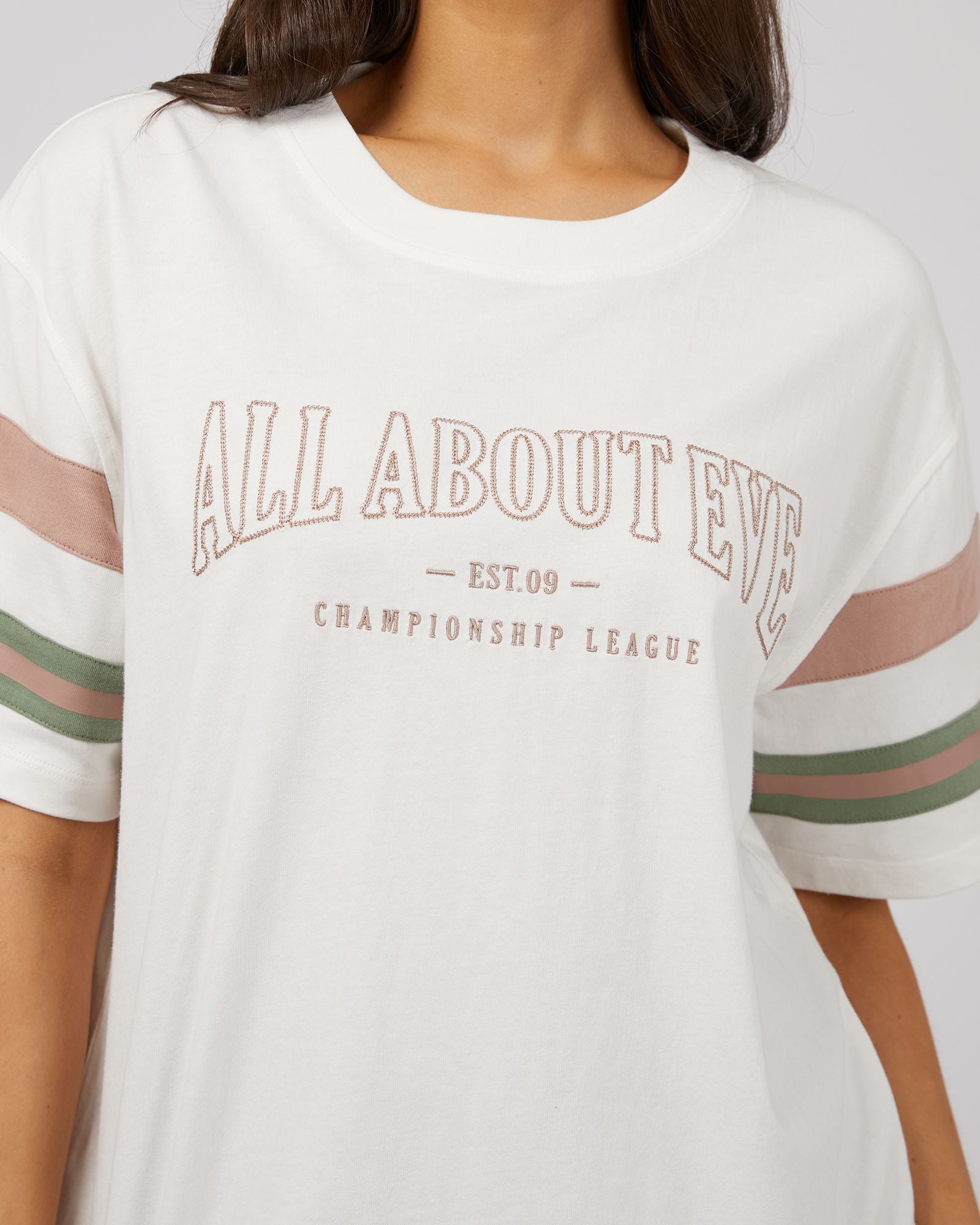 All About Eve Boston Panel Tee [COLOUR:Vintage white  SIZE:6]