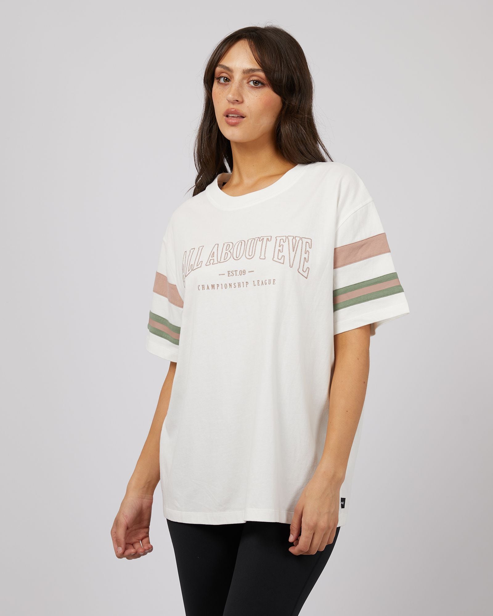 All About Eve Boston Panel Tee [COLOUR:Vintage white  SIZE:6]