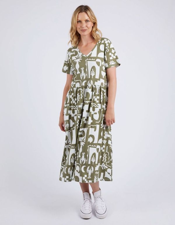 Elm Postcard Tee Dress [COLOUR:Clover   SIZE:8]