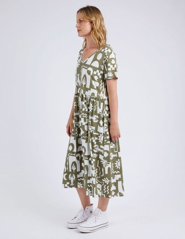 Elm Postcard Tee Dress [COLOUR:Clover   SIZE:8]