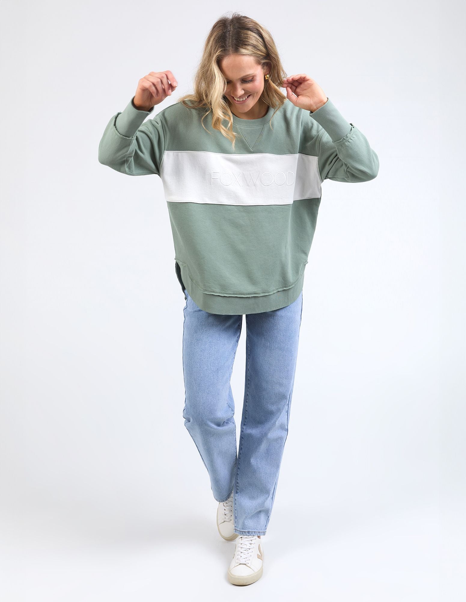 Foxwood Simplified Tonal Crew [COLOUR:Sage SIZE:8]