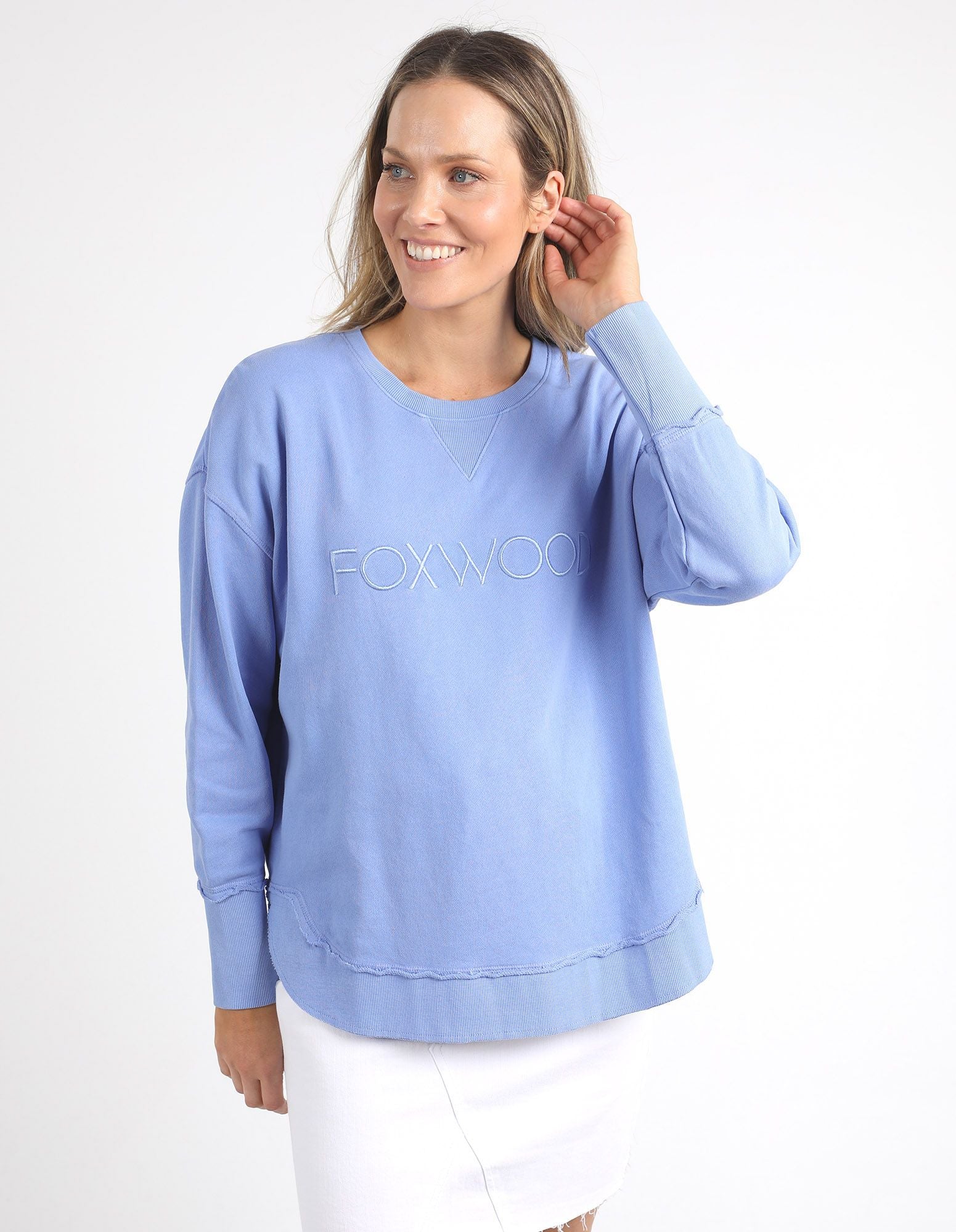 Foxwood Simplified Crew – Neon Blue | Women's Sweatshirts | Little Extras Lifestyle | Forbes Women's Clothing Boutique