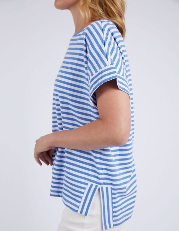 Elm Yara Stripe S/S Tee [COLOUR:Cerulean blue SIZE:8]