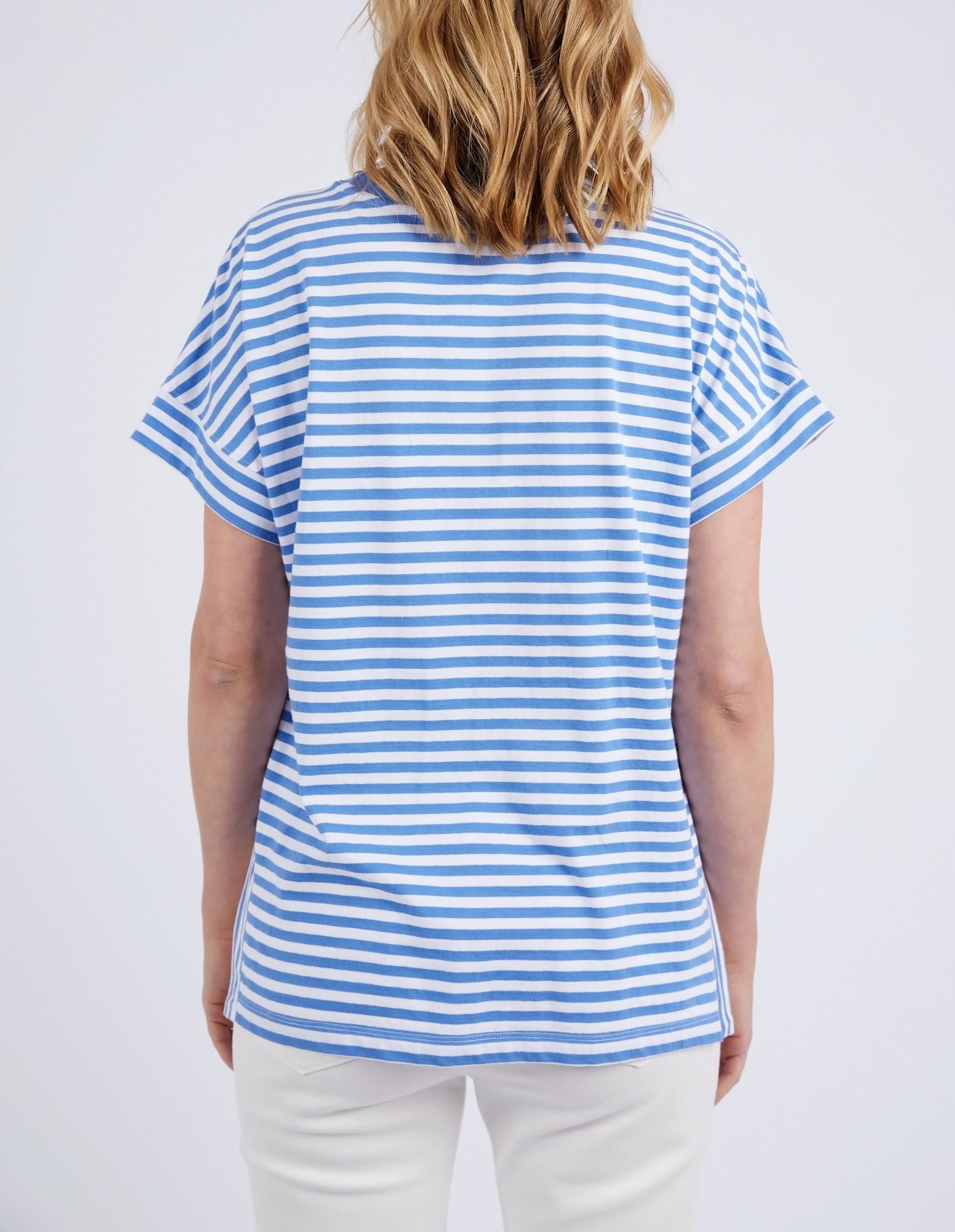 Elm Yara Stripe S/S Tee [COLOUR:Cerulean blue SIZE:8]