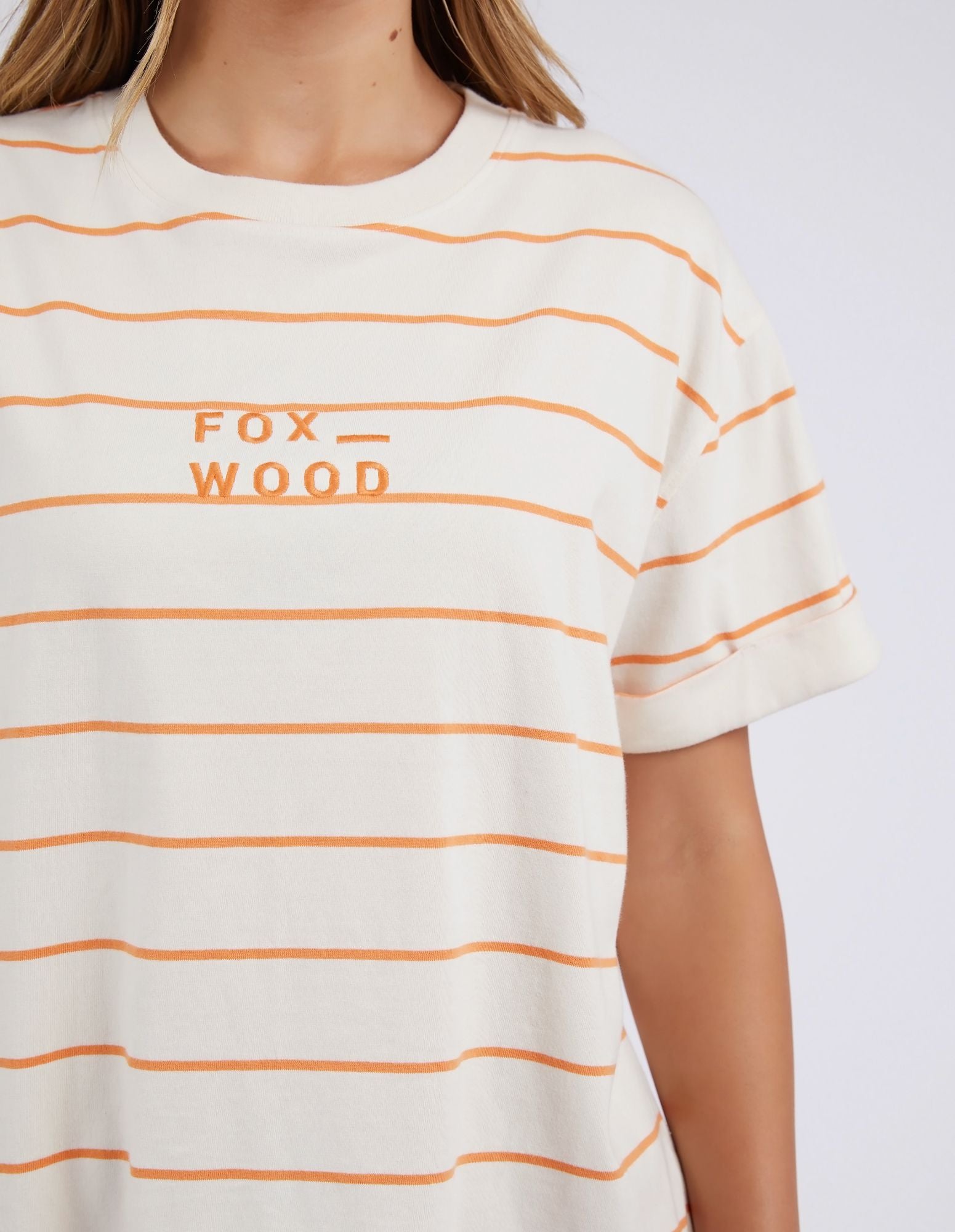 Foxwood Huntleigh Stripe Tee [COLOUR:Orange SIZE:8]