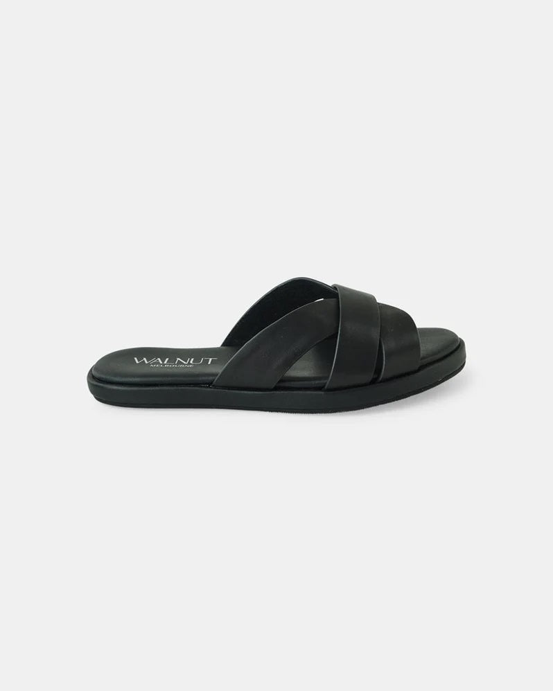 Walnut Lola Leather Slide [COLOUR:Black SIZE:37]