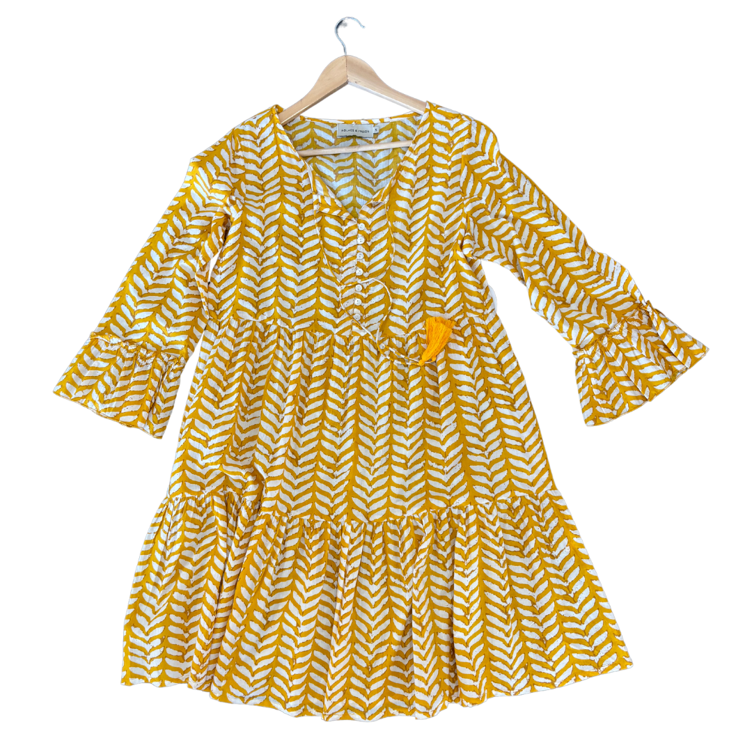 LEL Loves Fallon Tiered Dress [COLOUR:Yellow SIZE:S]