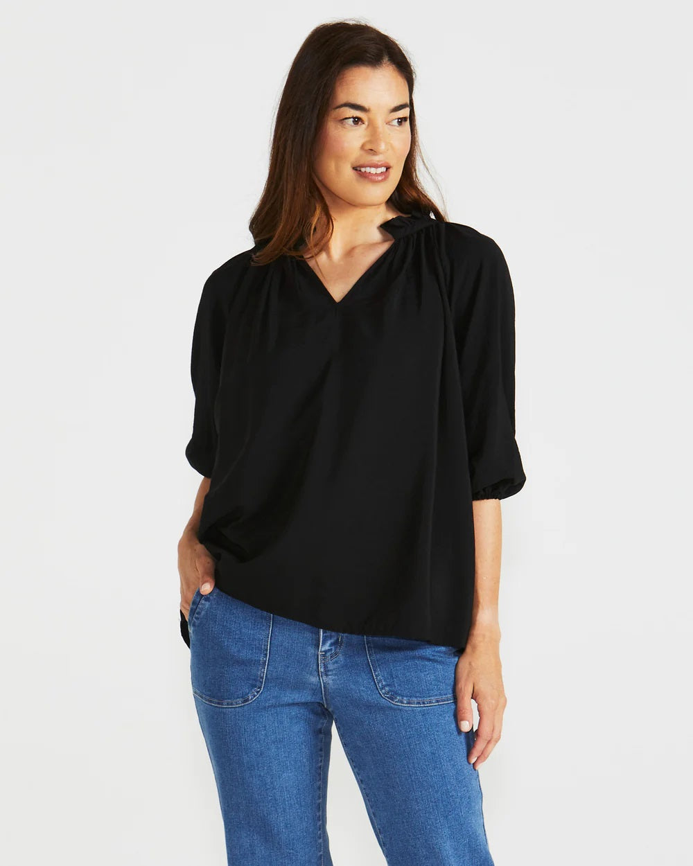 Betty Basics Cecilia Blouse [COLOUR:Black SIZE:8]