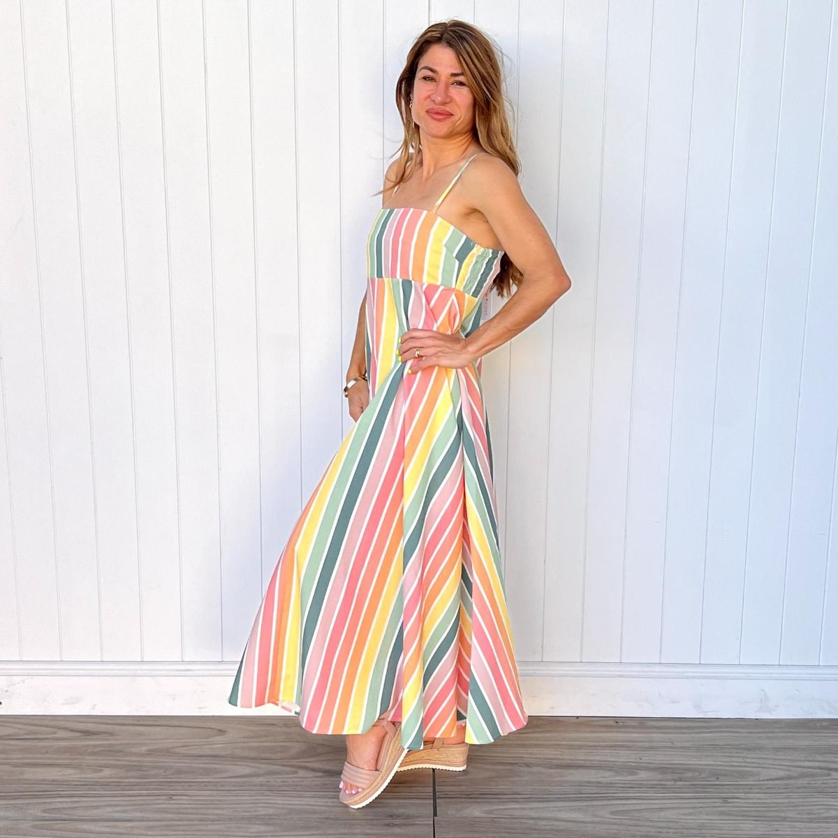 Palm Cove Lara Stripe String Dress [COLOUR:Pastels SIZE:S]