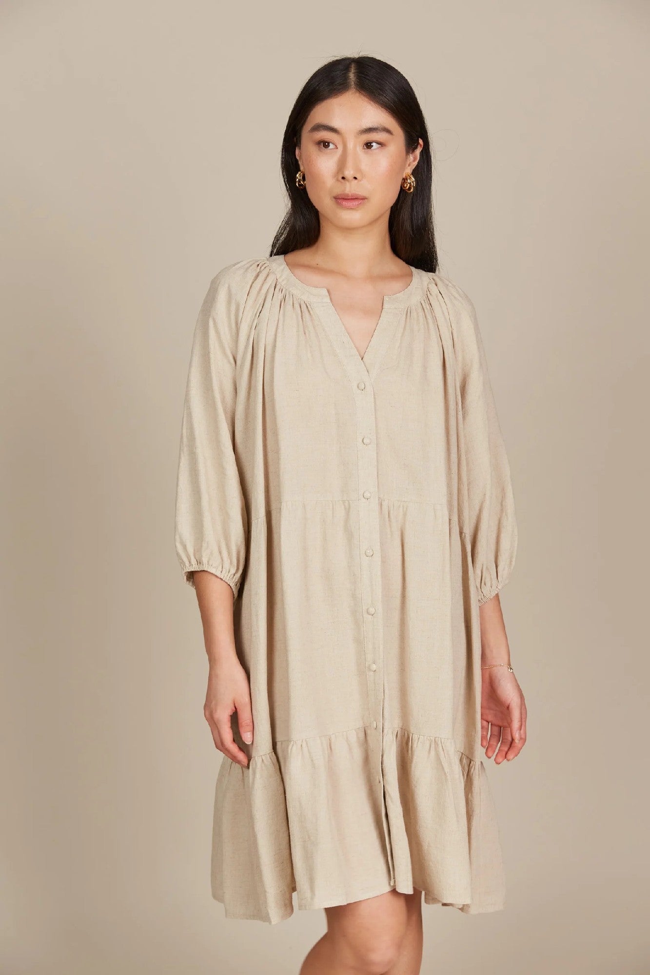 Isle Of Mine Amelie Button Dress [COLOUR:Canvas SIZE:One size]