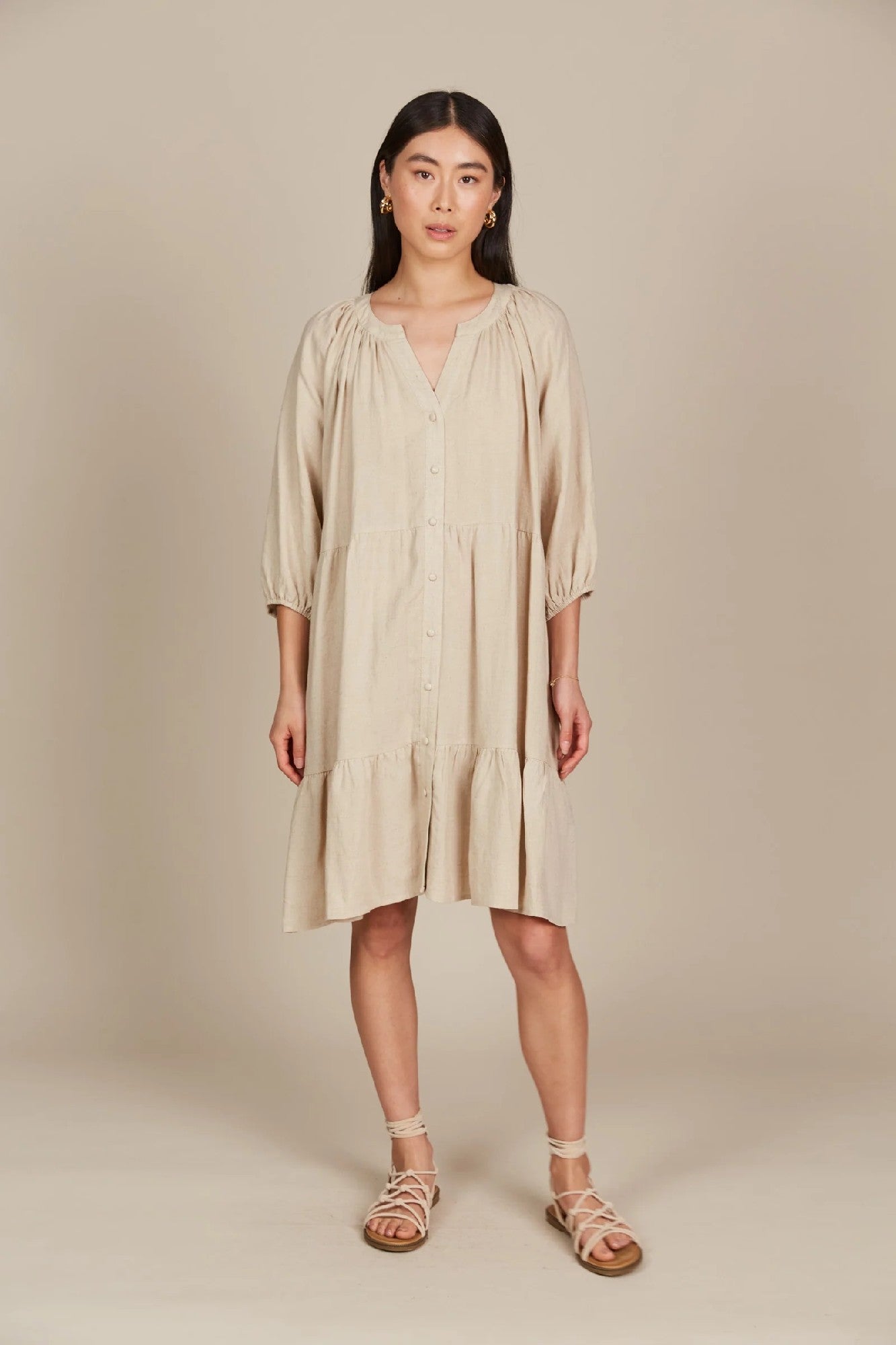 Isle Of Mine Amelie Button Dress [COLOUR:Canvas SIZE:One size]