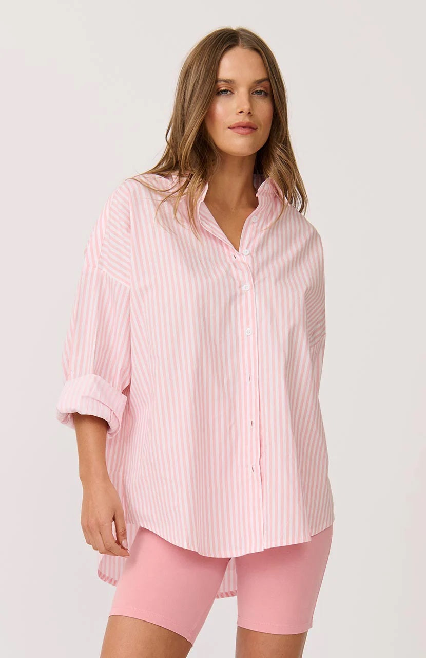 Cartel & Willow Tammy Shirt [COLOUR:Bubblegum pink stripe SIZE:XS]