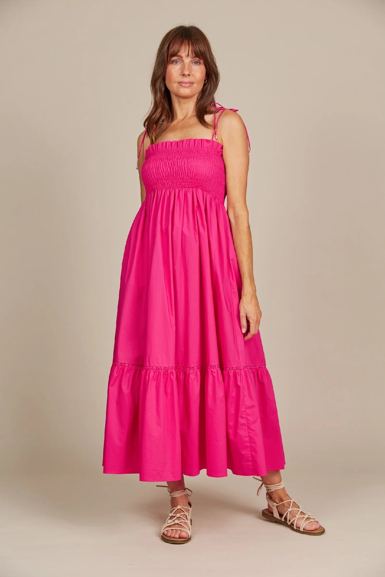 Isle Of Mine Remi Shirred Maxi [COLOUR:Raspberry  SIZE:XS]