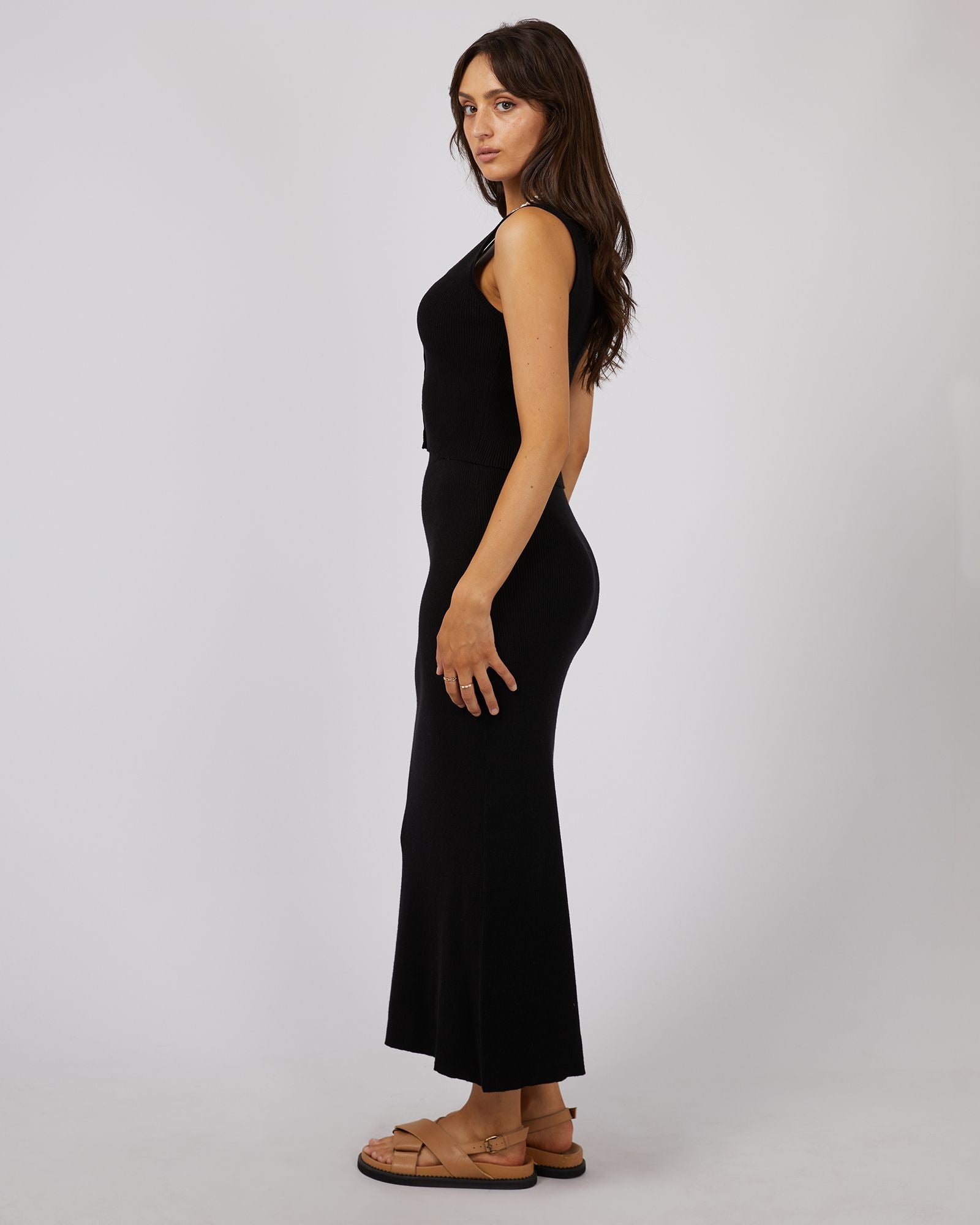 All About Eve Henley Knit Skirt [COLOUR:Black SIZE:6]