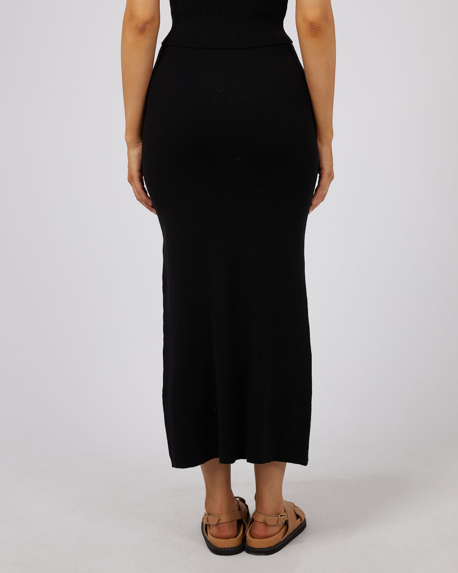 All About Eve Henley Knit Skirt [COLOUR:Black SIZE:6]