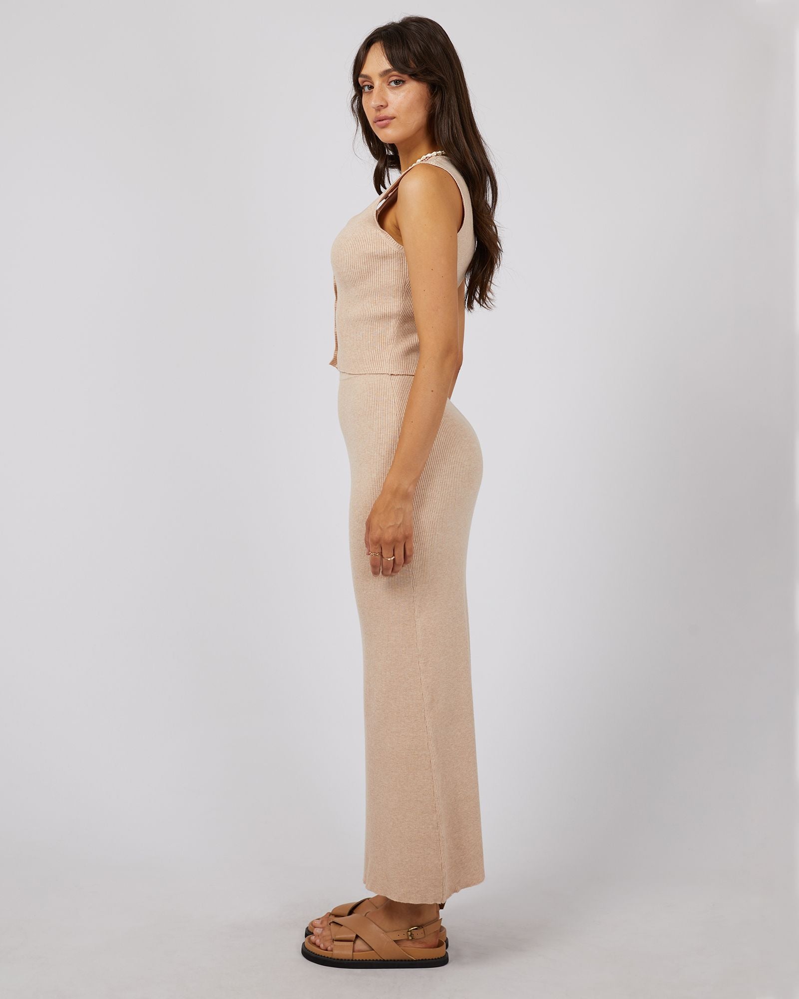 All About Eve Henley Knit Skirt [COLOUR:Oat SIZE:6]