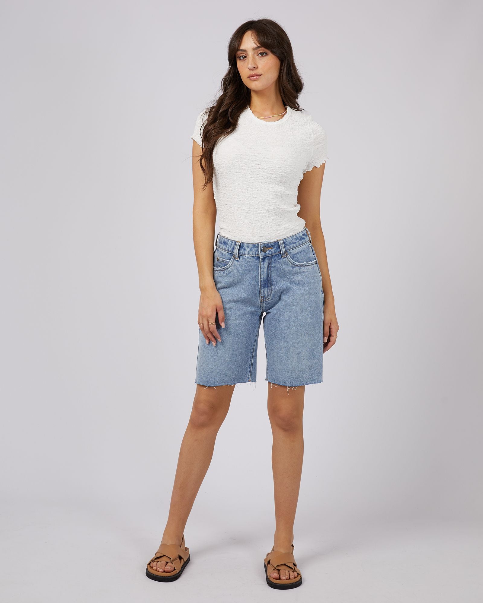 All About Eve Lexie Denim Jort [COLOUR:Light blue SIZE:6]