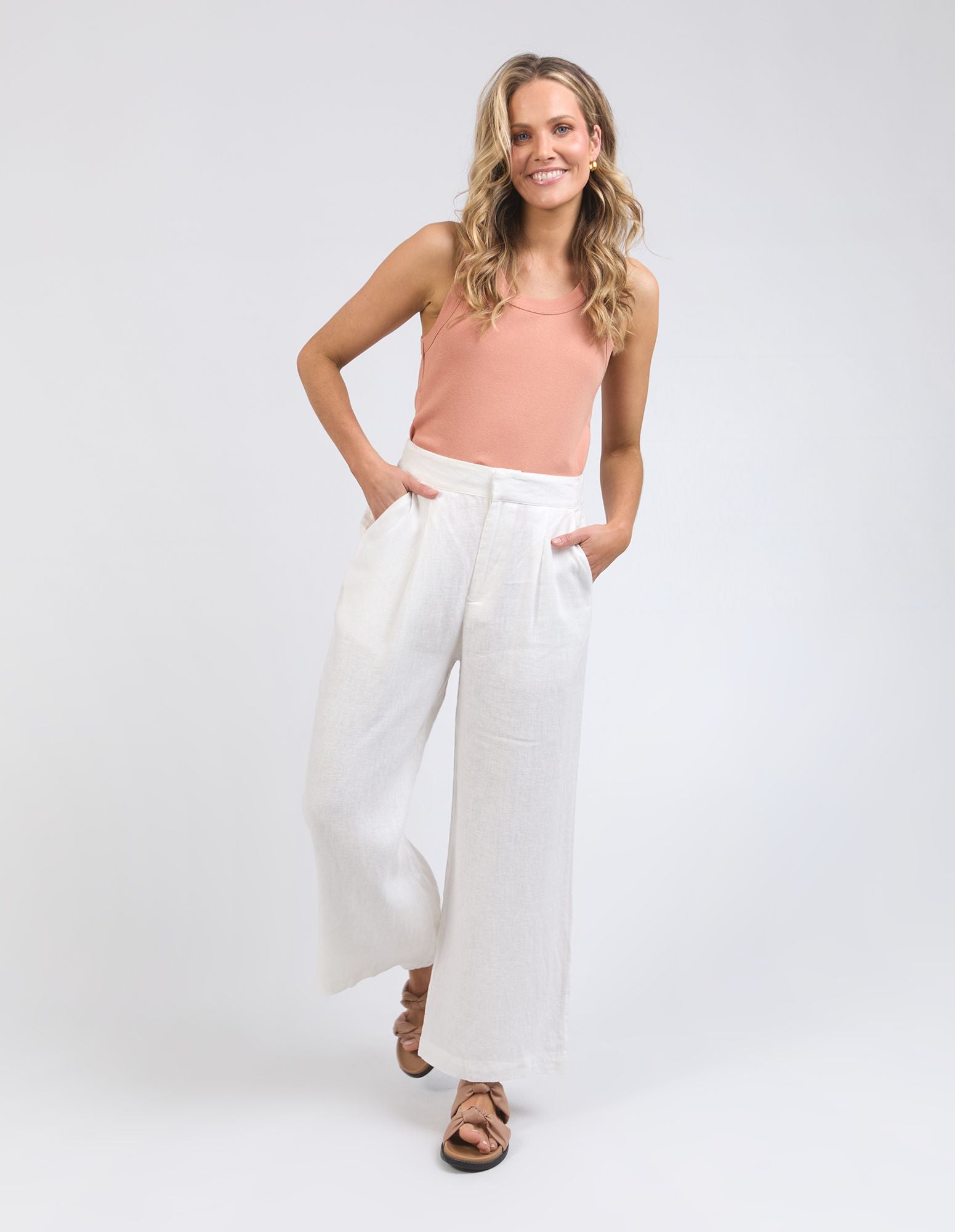 Foxwood Elina Wide Leg Pant [COLOUR:Vintage white  SIZE:8]