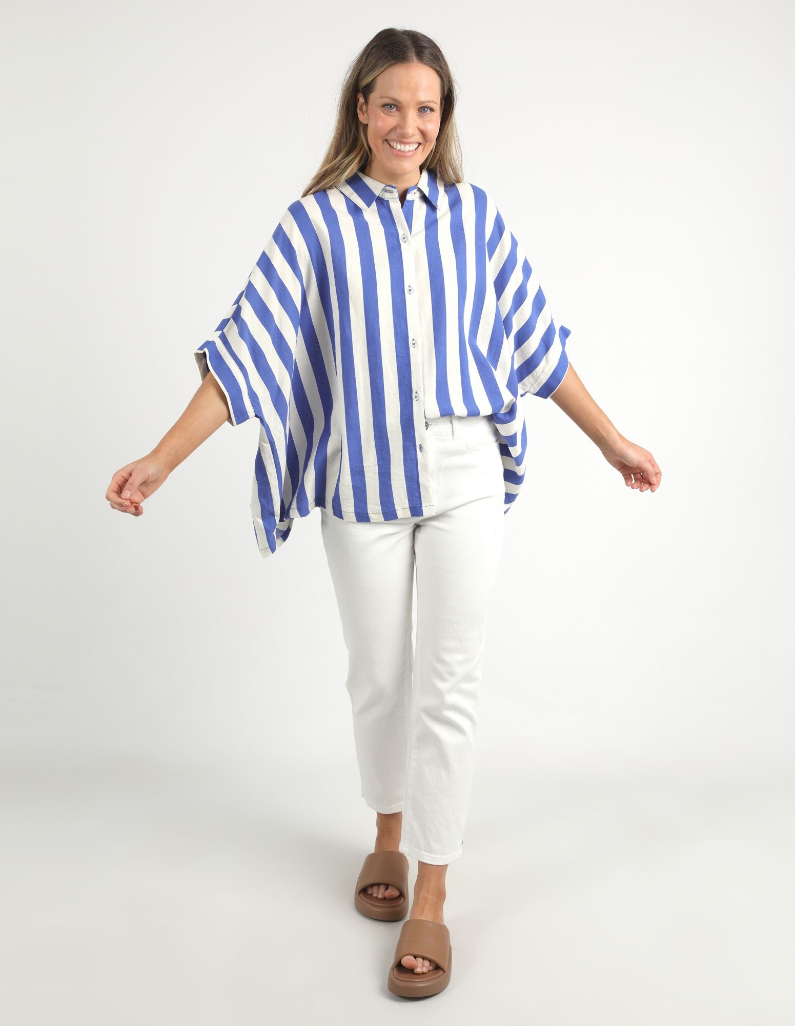 Elm Palermo Stripe Shirt [COLOUR:Blue/Marshmallow SIZE:S]