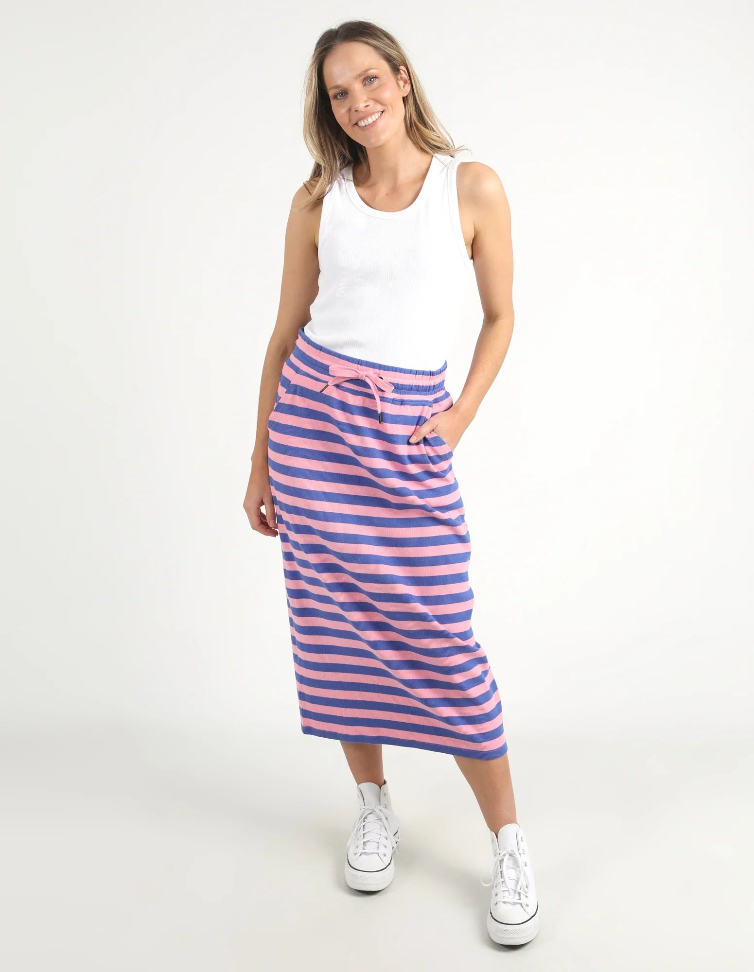 Elm Sunset Stripe Skirt [COLOUR:Strawberry Pink SIZE:10]