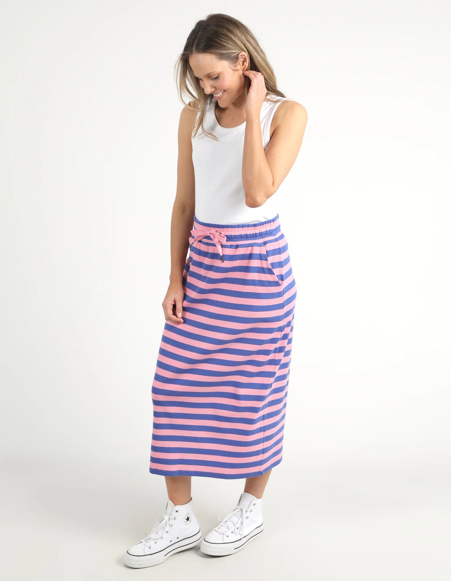 Elm Sunset Stripe Skirt [COLOUR:Strawberry Pink SIZE:10]