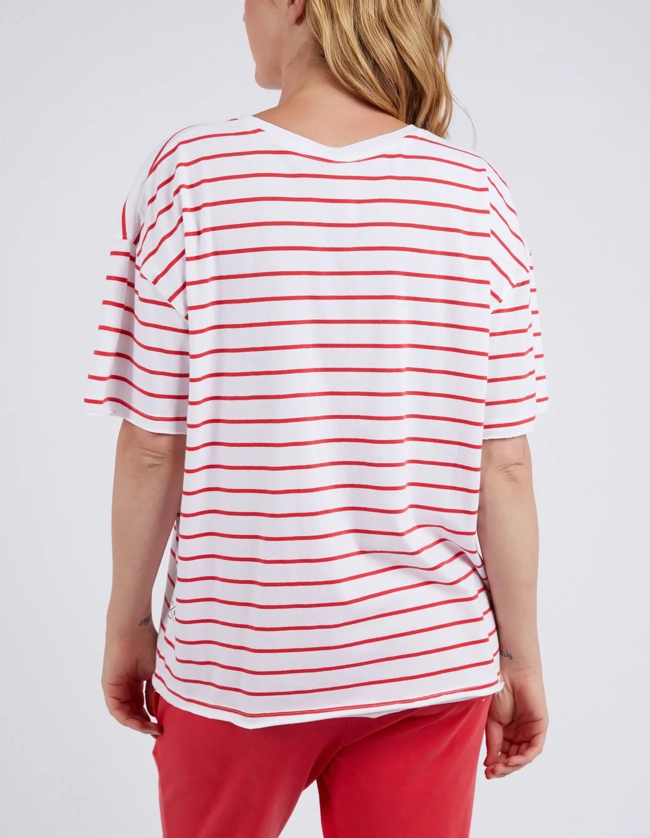 Winona Stripe S/S Tee in Bittersweet & White Winona Stripe S/S Tee in Bittersweet & White